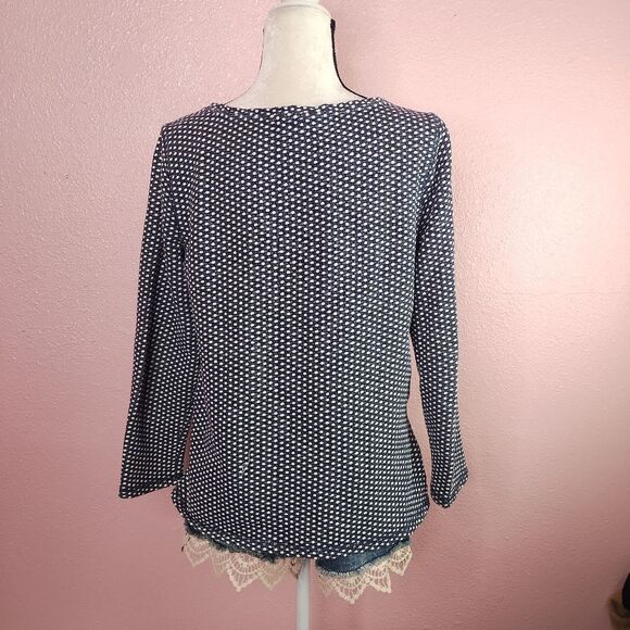 Talbots Navy and White Patterned Top - Picture 5 of 8
